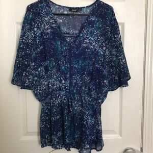 Teal and blue tunic top